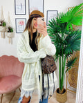 Cardigan sfrangiato bianco