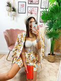 Completo Giacca e Short fiori Arancio