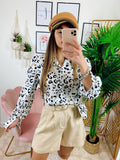 Camicia maculata con borsetta Bianca
