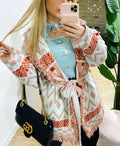 Cardigan frange e cinta pesca