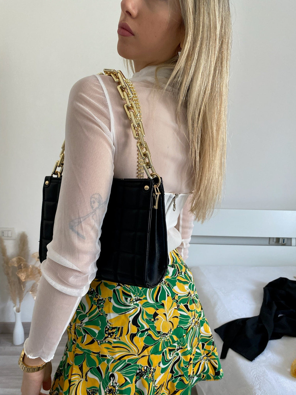 Camicia velata con corpino bianca