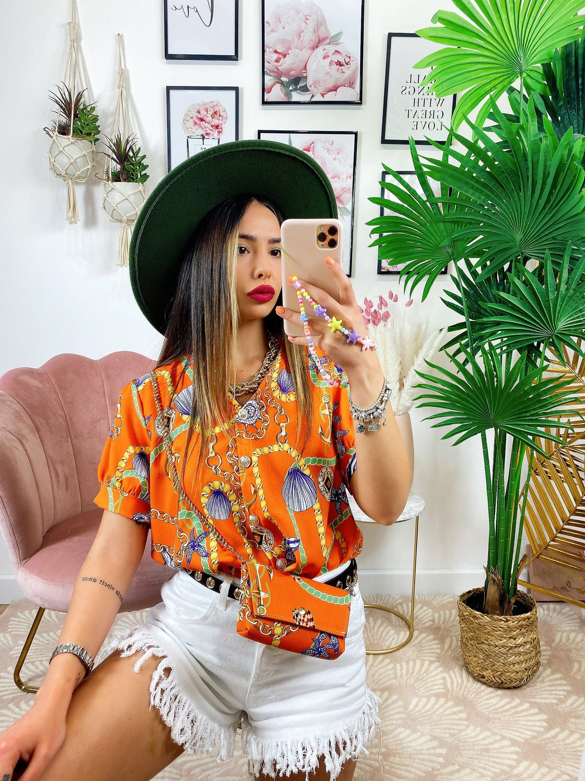 Camicia base arancio con borsetta