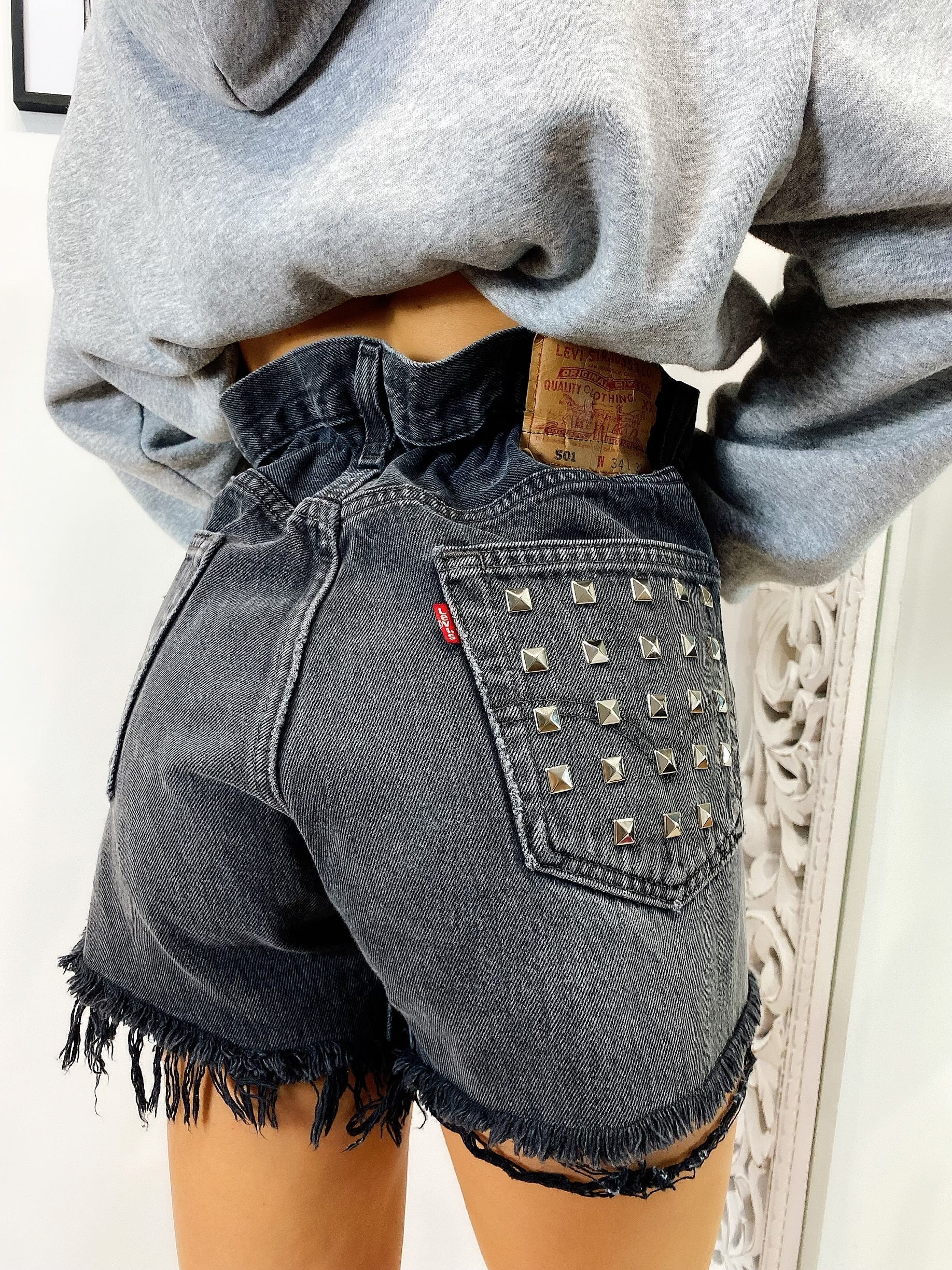 Short Levi’s Vintage con Borchie bagno grigio