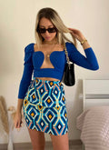 Gonna geometrica azzurra