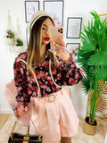 Camicia fiorata base nera