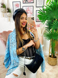 Giacca effetto bandana celeste
