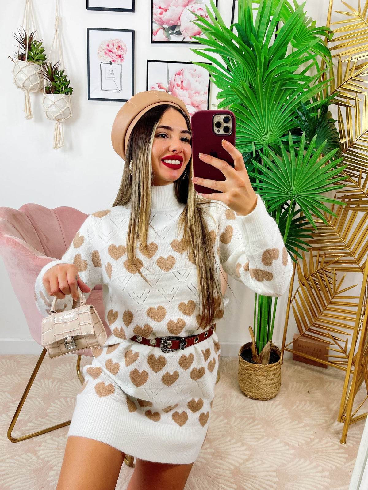 Maxi maglione Bianco a cuori