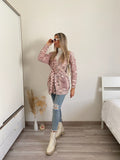 Cardigan morbido con cintura sfumature lilla