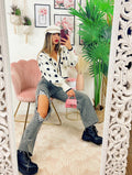 Cardigan a Cuori panna con bottoni