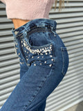 Jeans a caramella con strass