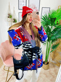 Cardigan con frange e cinta Rosso blu