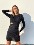 Abito nero  e argento shine con oblò