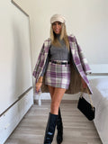 Cappotto check trama lilla