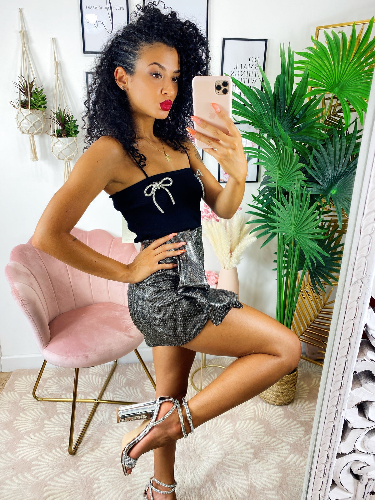 Top con fiocchi e strass