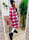Giacca a quadri lunga Fucsia