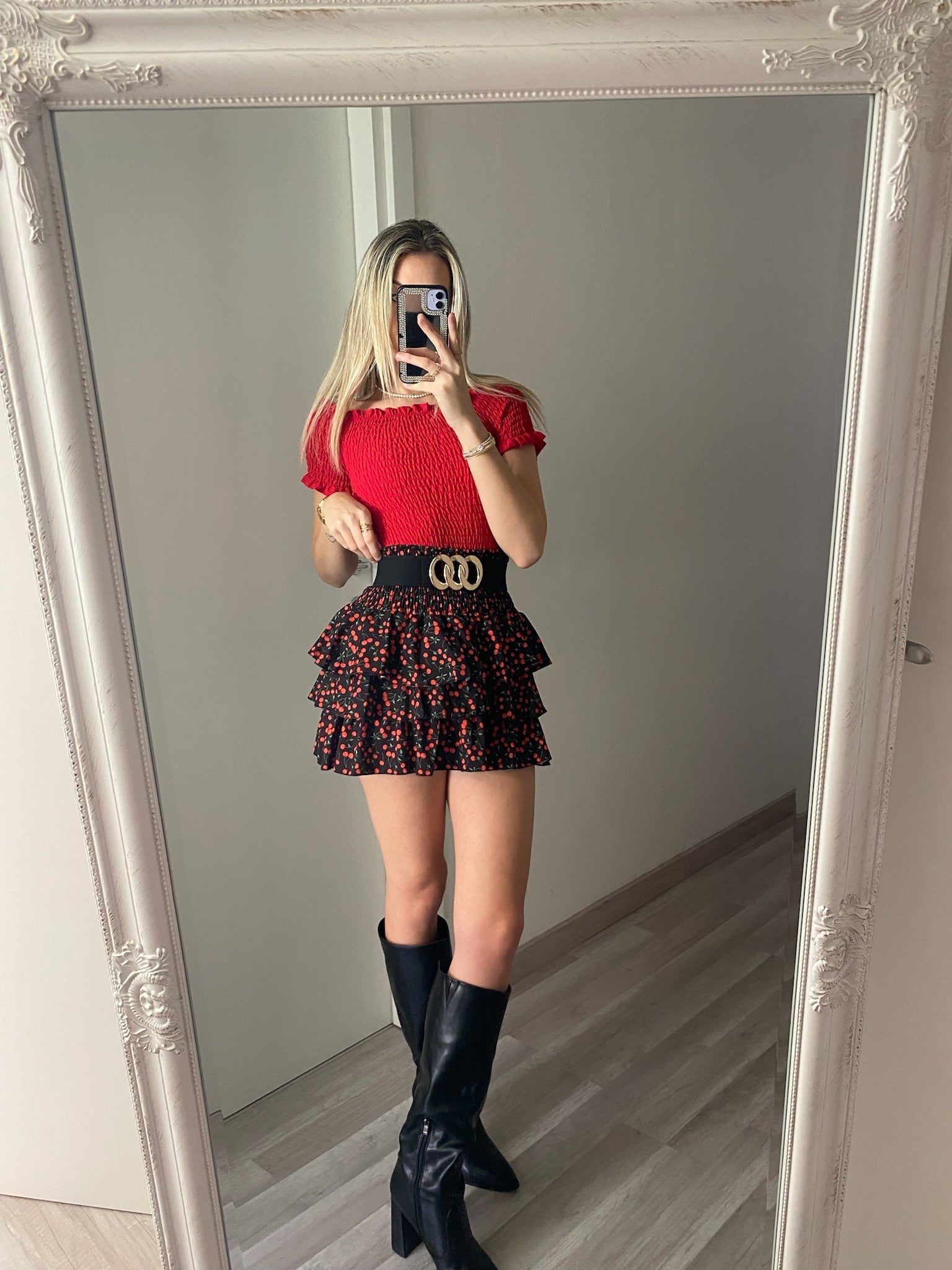 Top plissettano rosso