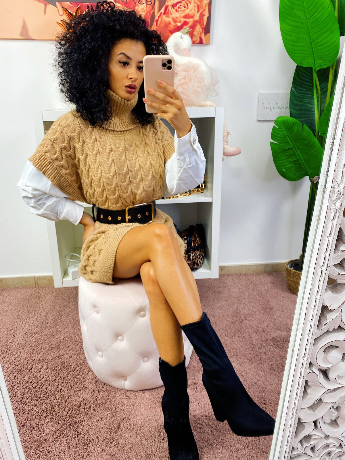Abito in maglia Camel smanicato