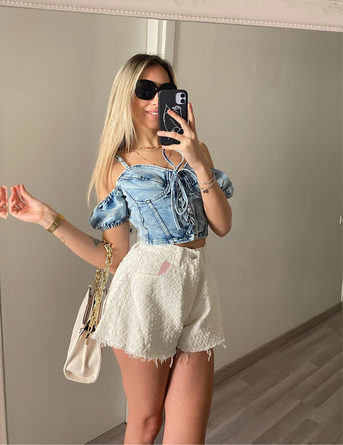 Top in jeans con manichina