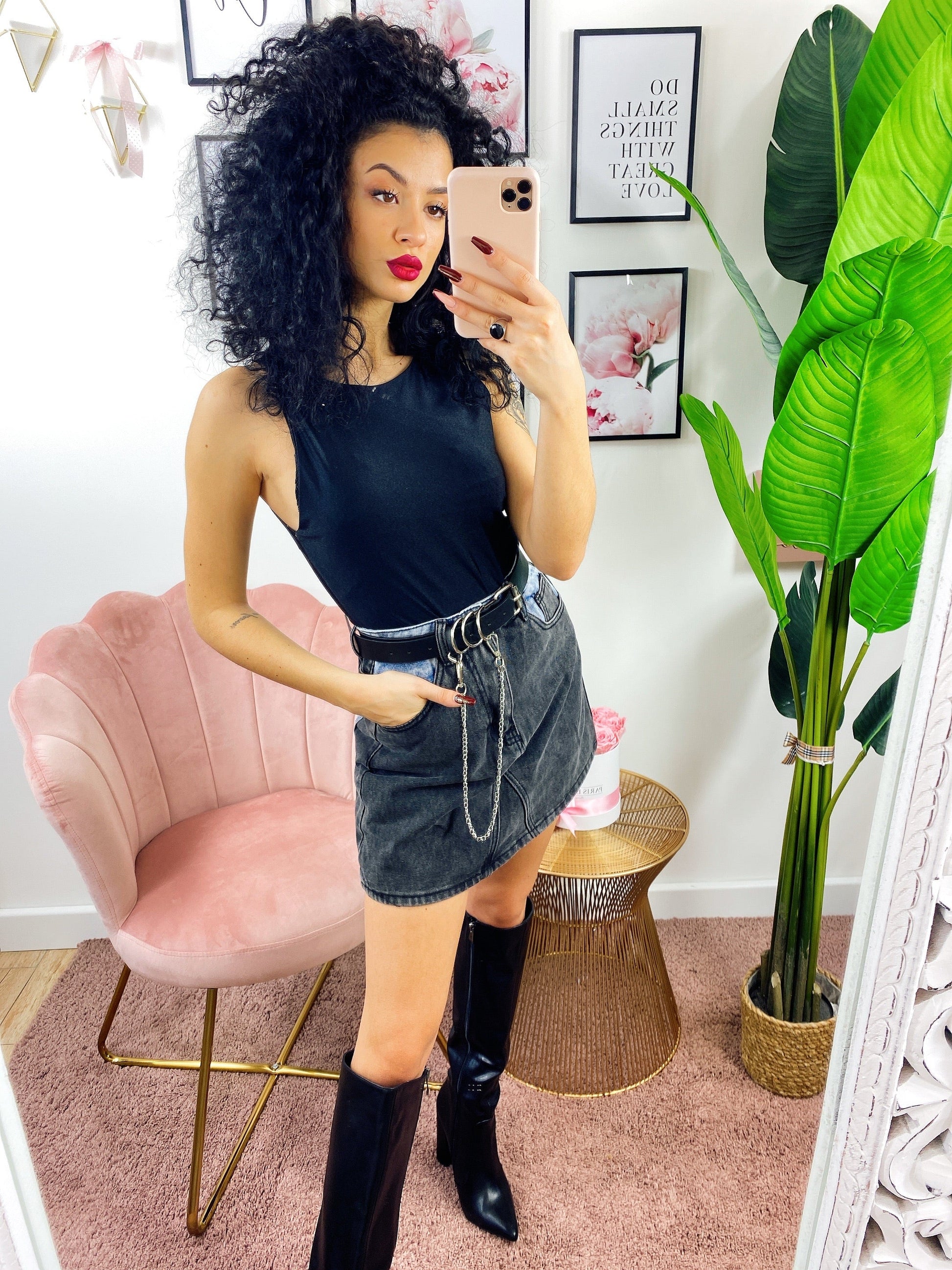 Gonna di Jeans compresa cintura Black