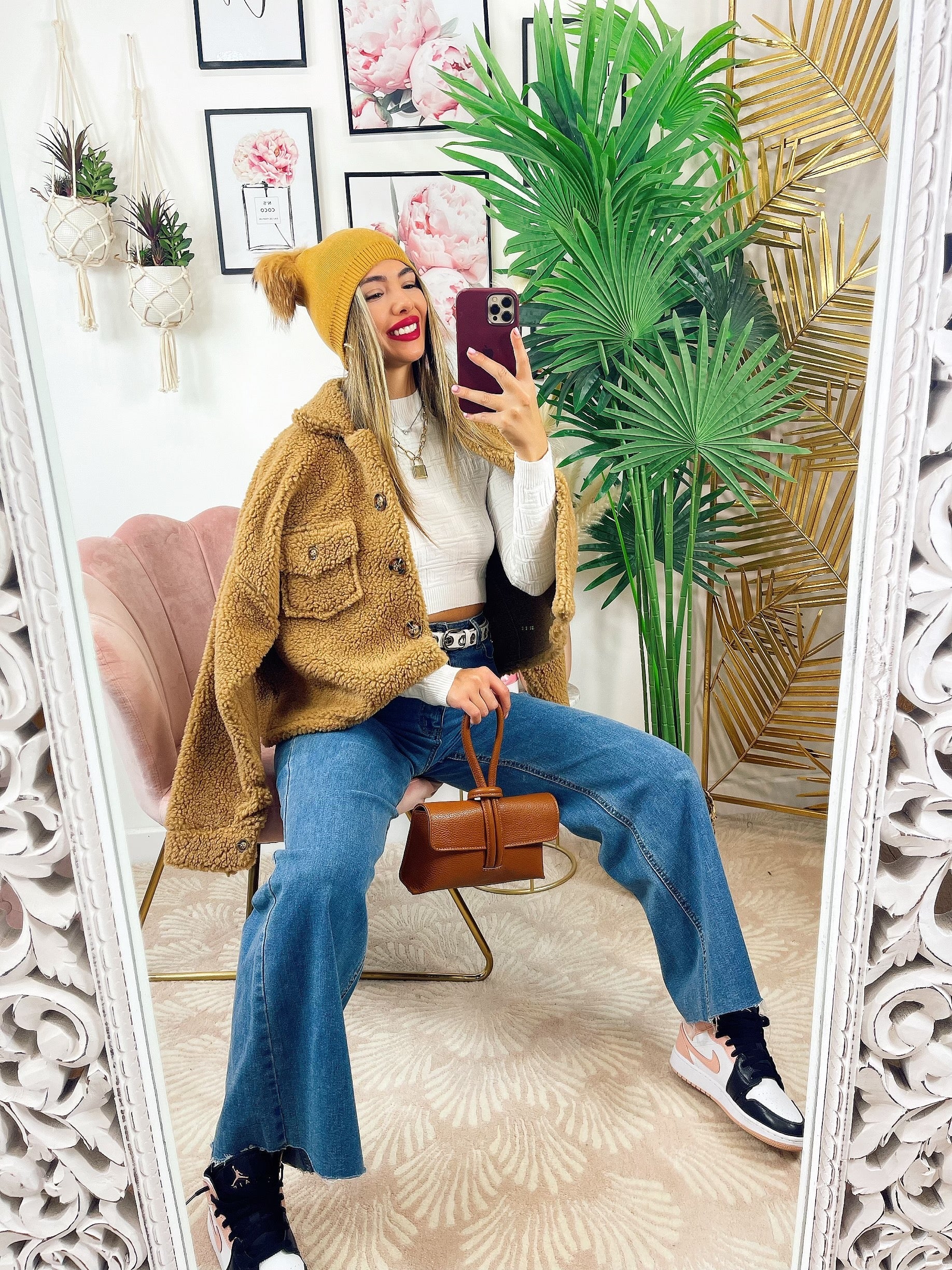 Cappotto corto Teddy camel