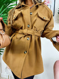 Giacca Camel in panno con cintura