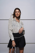 Camicia bianco nera  con strass