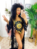 Pareo/kimono lungo in pizzo nero
