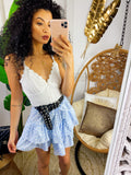 Top bianco con fiorellini