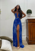 Abito animalier blu
