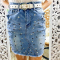 Gonna di jeans con borchie