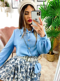 Camicia con borsetta celeste