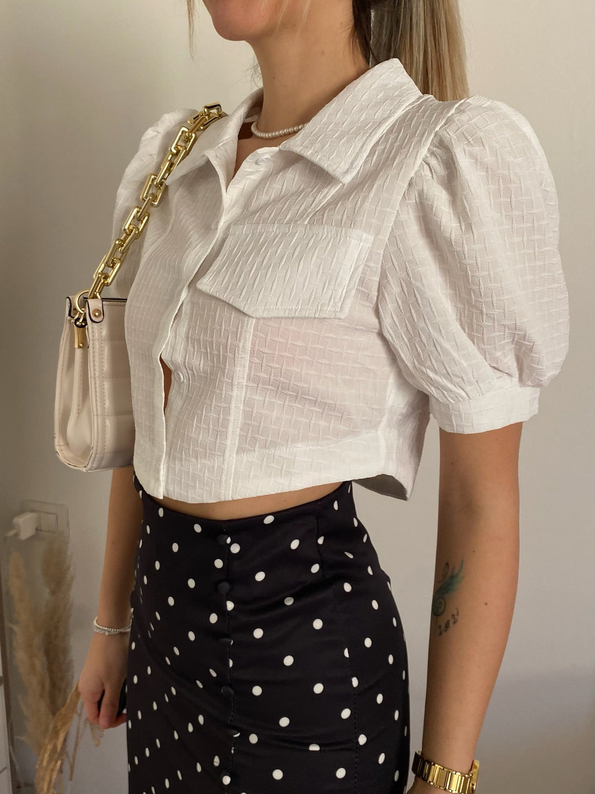 Camicia crop bianco