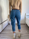 Jeans boyfriend con cintura compresa brown