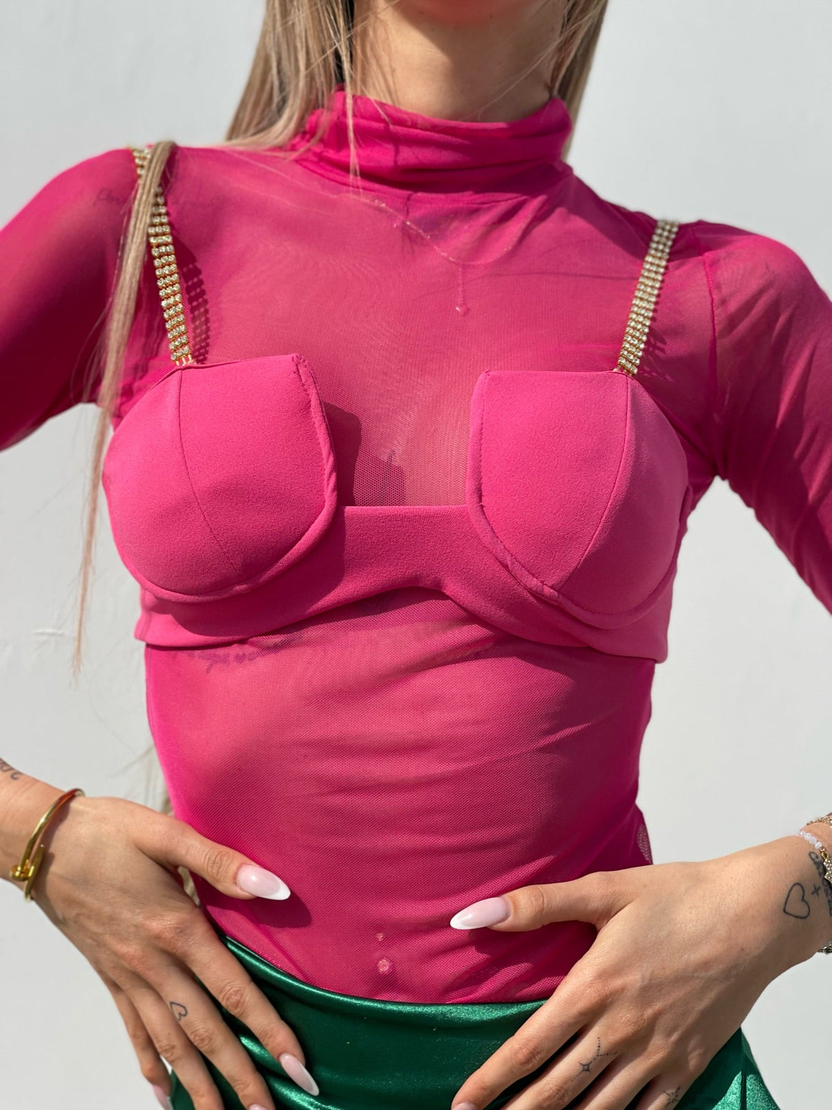 Camicia velata con corpino Fuxia
