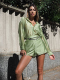 Completo camicia e short pistacchio