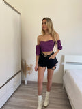 Top purple scollo a cuore