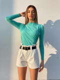 Short in ecopelle bianco con cintura