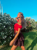 Top arricciato rosso