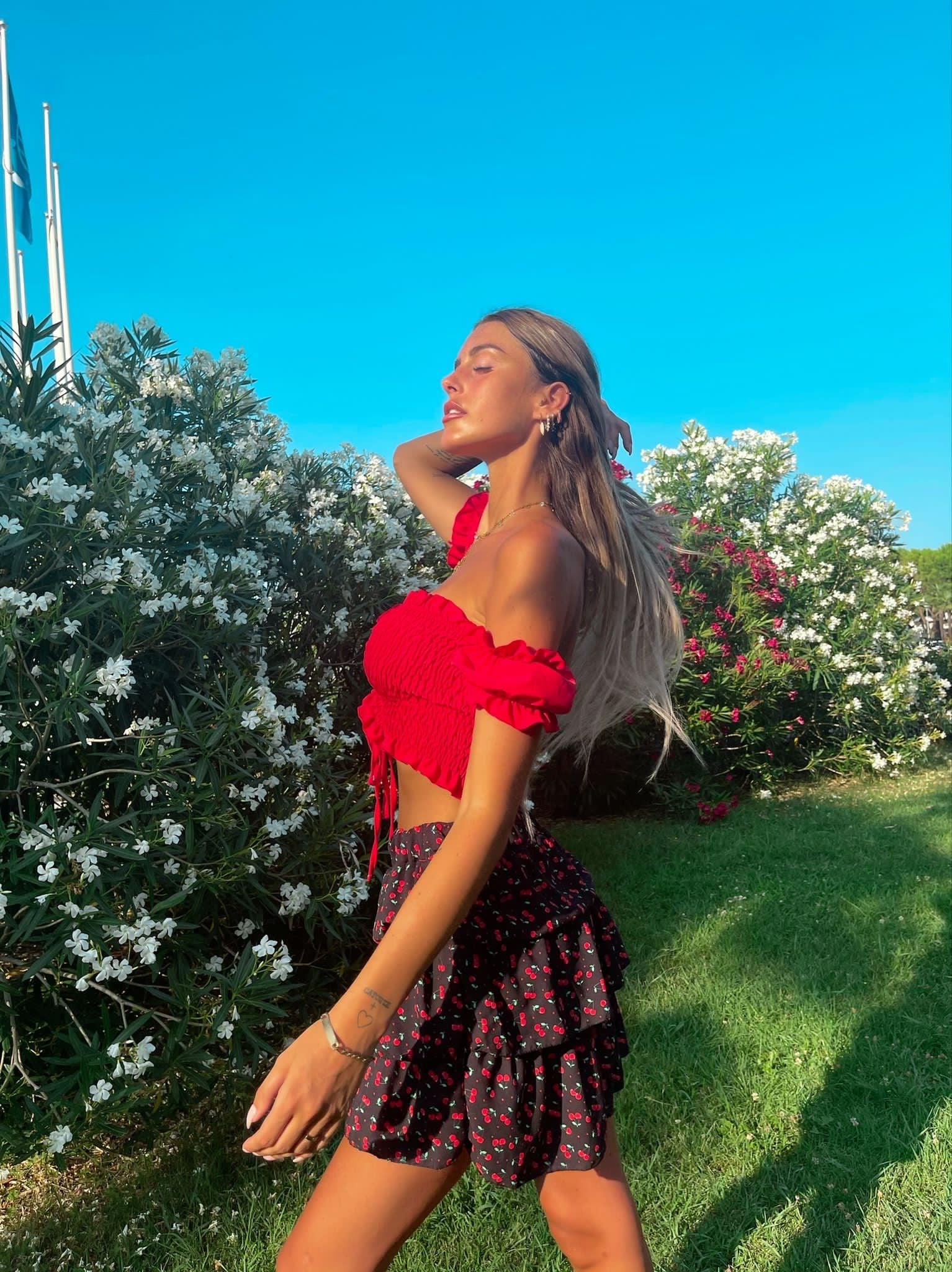 Top arricciato rosso
