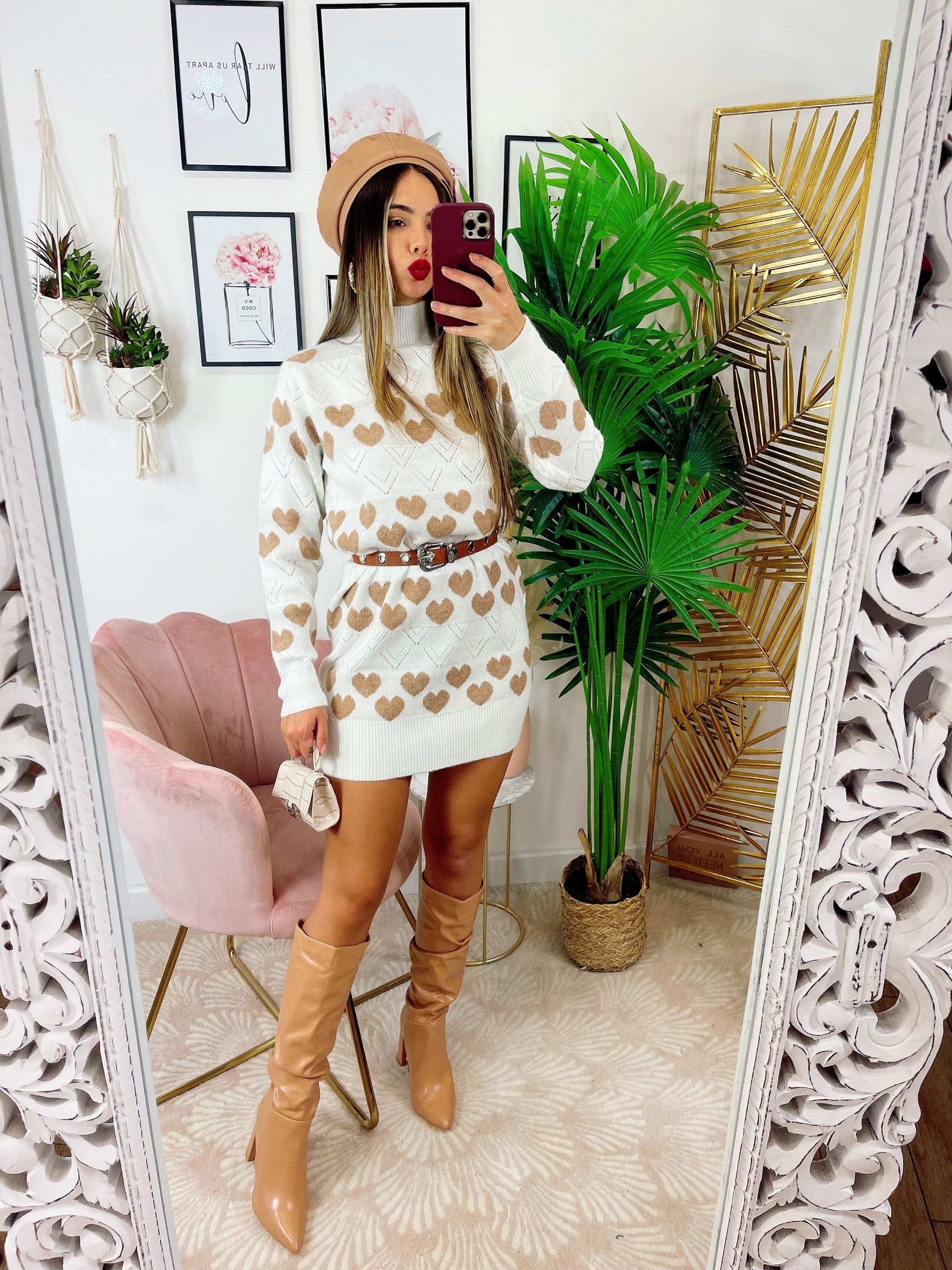 Maxi maglione Bianco a cuori