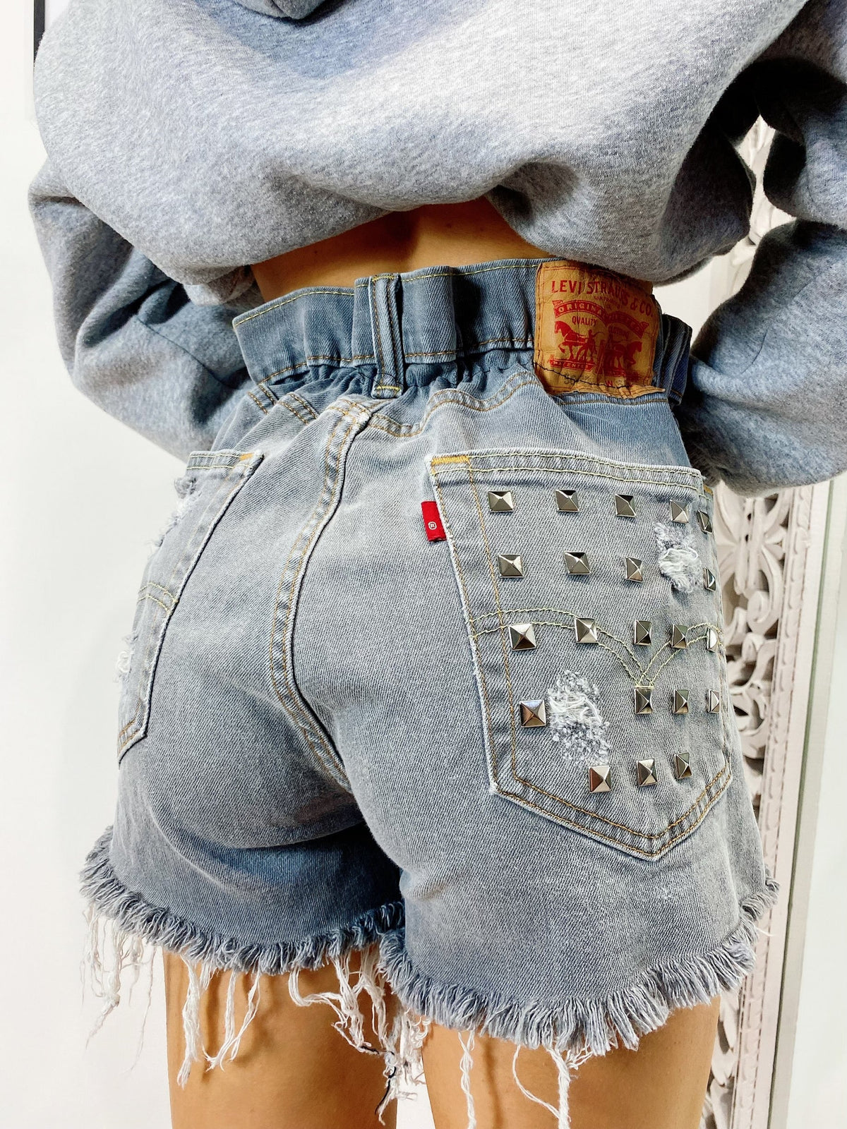 Short Levi’s Vintage con Borchie bagno grigio
