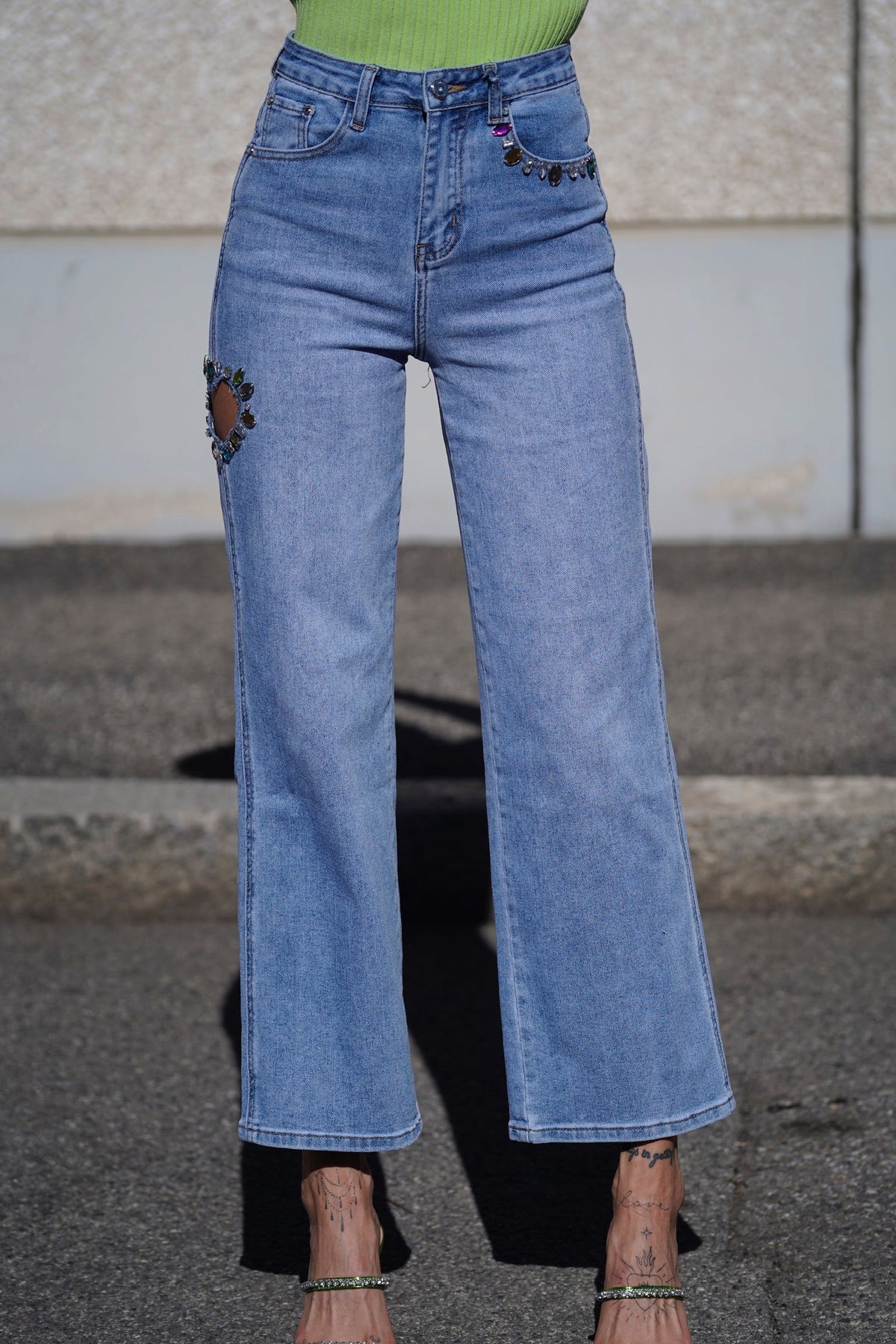 Jeans a zampa con cuore