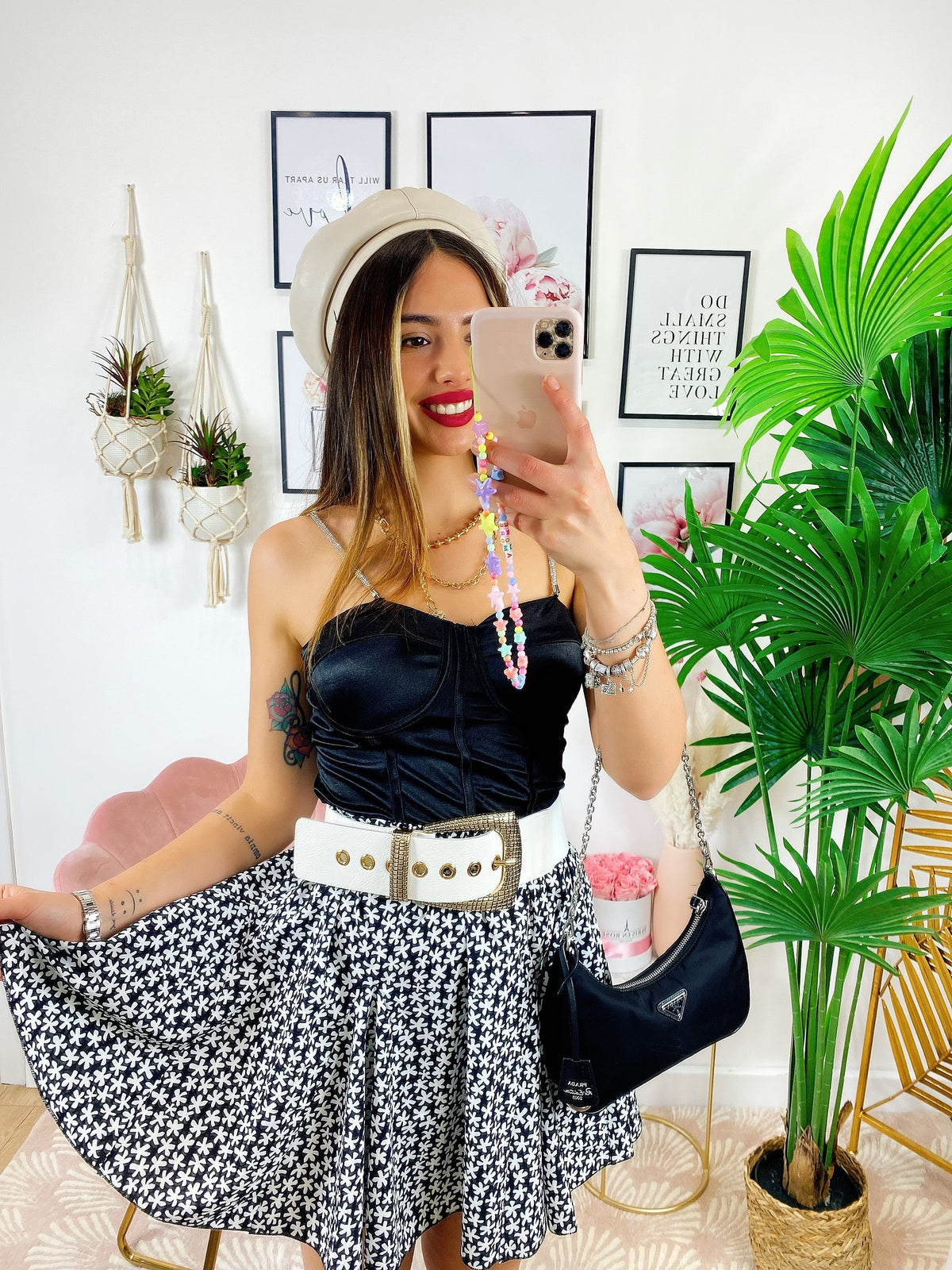 Top con catena in strass