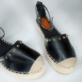 Espadrillas platform basse con borchie nere
