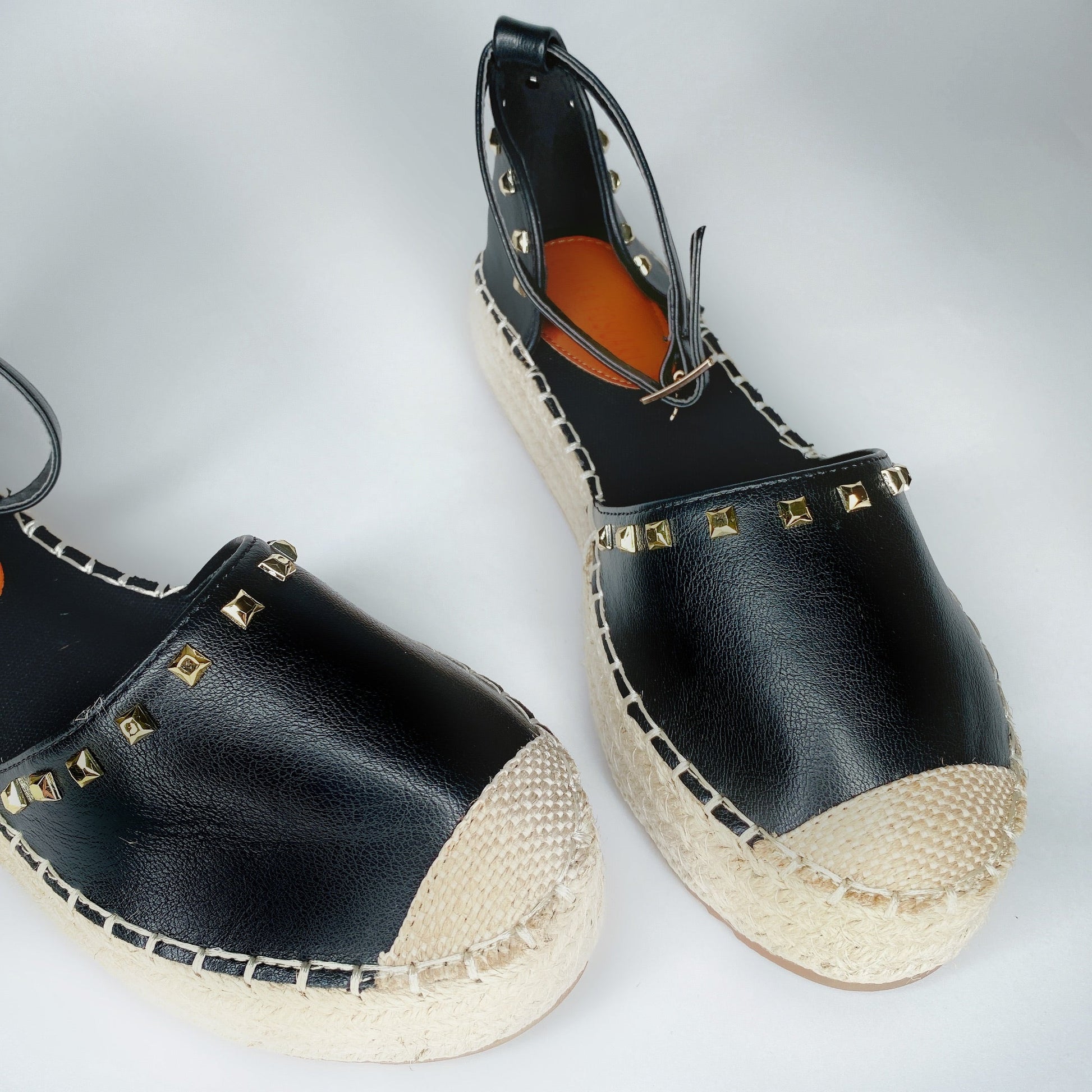 Espadrillas platform basse con borchie nere