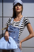 Maglia crop a righe