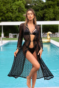 kimono lungo in pizzo nero