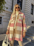Giacca a quadri Rosa lunga con frange