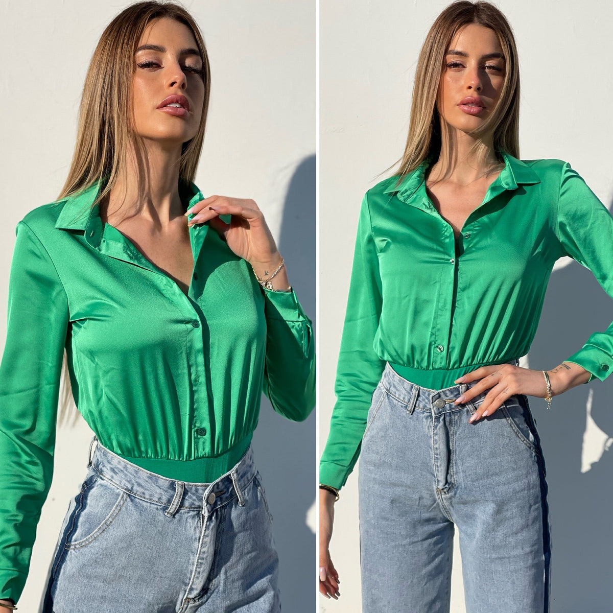 Body camicia verde smeraldo
