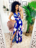 Abito Afrodite con fiori Blu elettrico